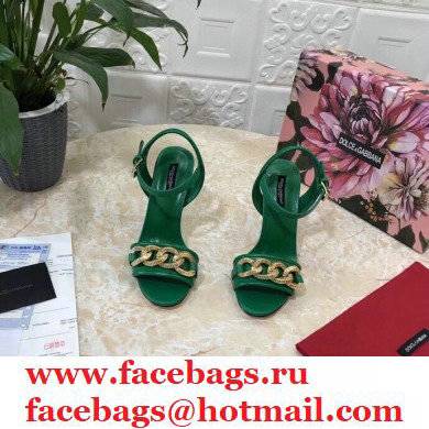 Dolce  &  Gabbana Heel 10.5cm Leather Chain Sandals Green 2021
